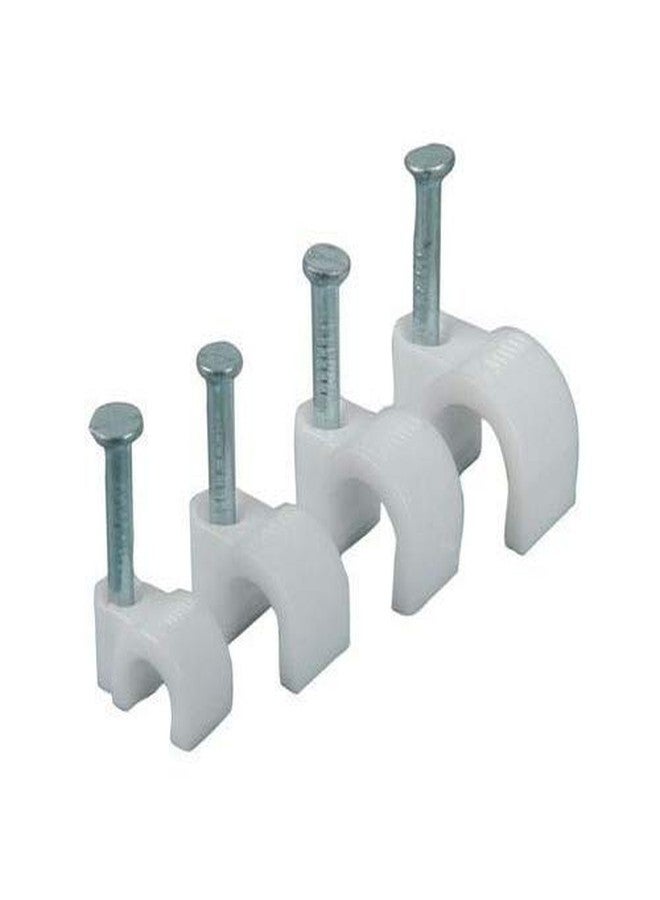 CONTACT Hardware Circle Cable Clips with Metal Nails - Pack of 200 pcs (White, 20MM) - Image 1